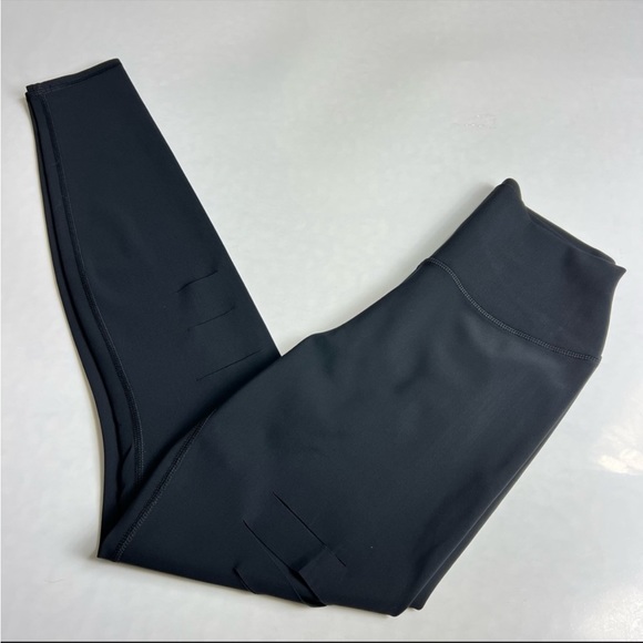 ALO YOGA Black High Waist Ripped Warrior Leggings - Picture 3 of 5